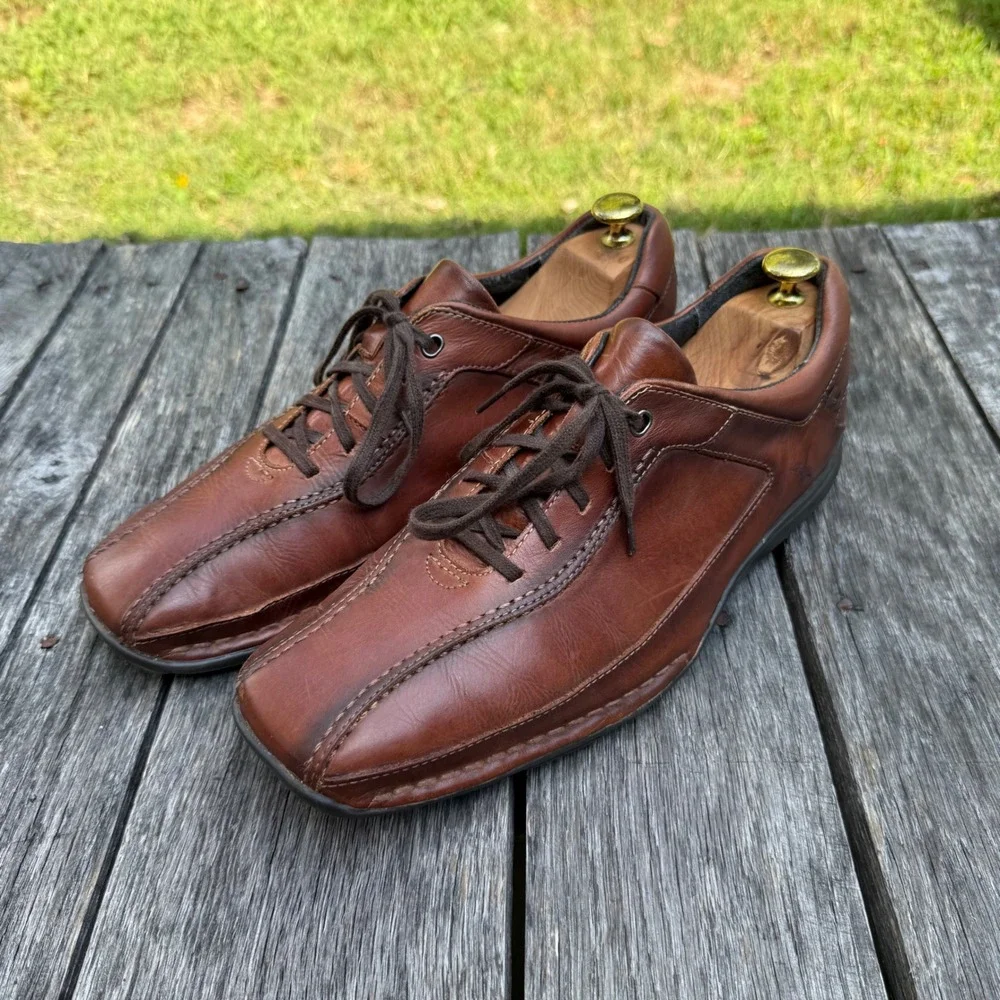 Pikolinos Mens Size 44 EU 11 US Brown Leather Lace Up Oxford Square Toe Shoes